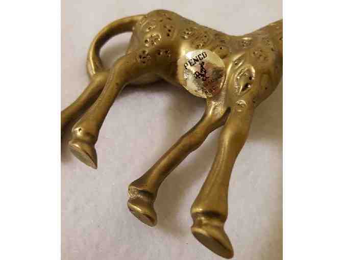 Mother and Child Giraffes in Brass