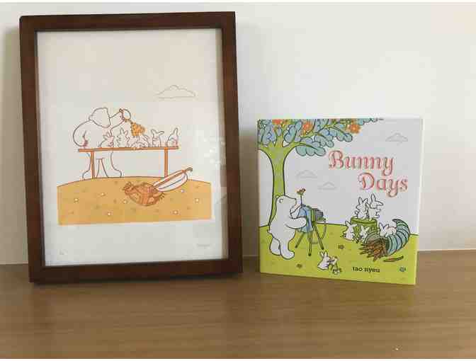 'Dusty Bunnies' Silk screen print and signed book, illustrated by Waverly Parent, Tao Nyeu