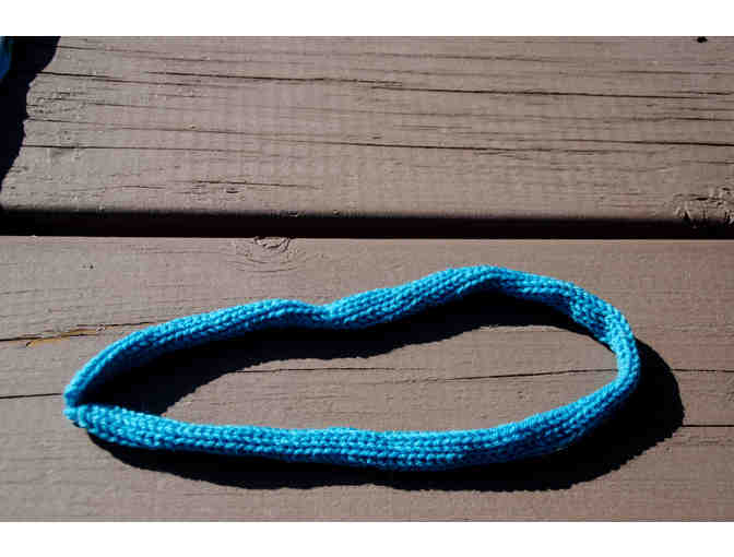 French knitted necklace blue