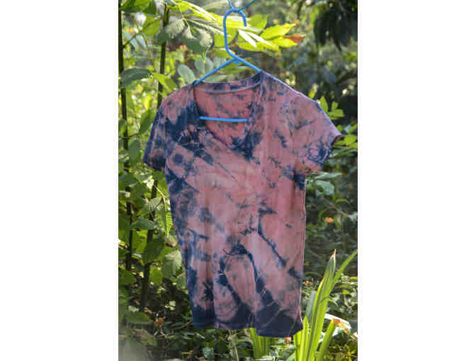 Shibori Indigo and madder root dyed Women's t-shirt