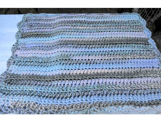 Grey and Blue Ombre Crocheted Baby Blanket