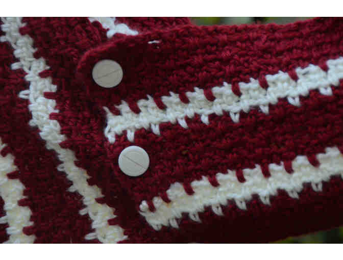 Red and white striped button cowl