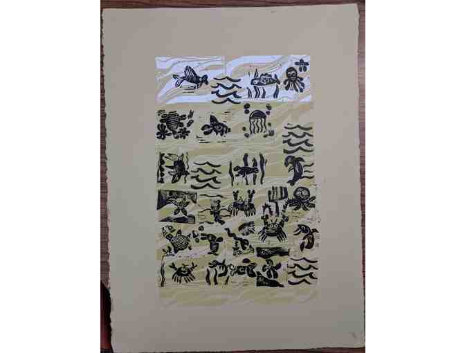 1st grade - Underwater Scene Stamp Print, Version 1 Framed (Ms Schmidt/Flora)