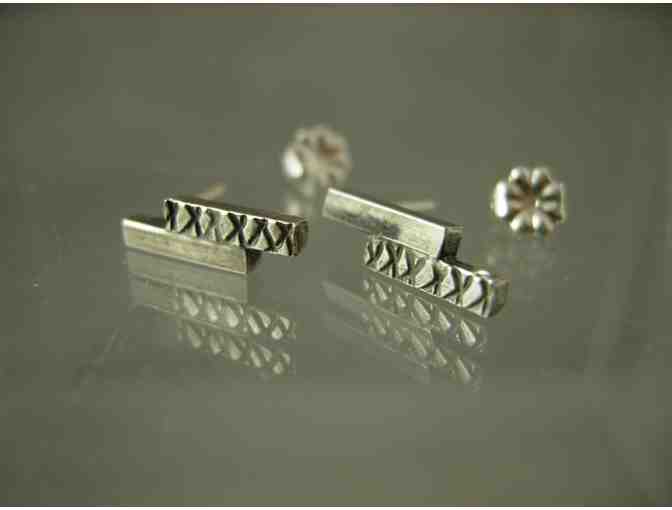 Sterling Silver Uneven Bars Post Earrings by Vina Shih Jewelry