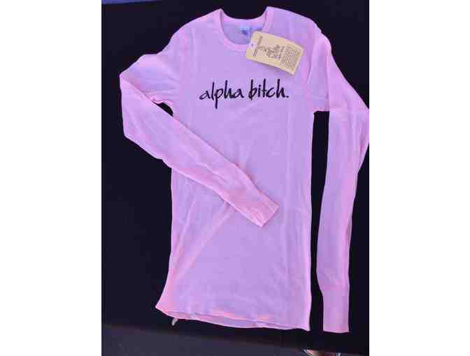 'Alpha Bitch' -Pink Longsleve Thermal T - Size XL