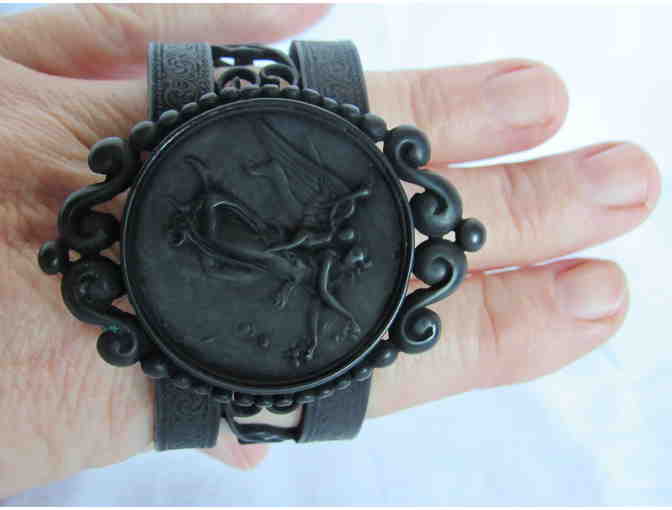 Angel Cuff Bracelet in Matte Black - Art Nouveau-Style