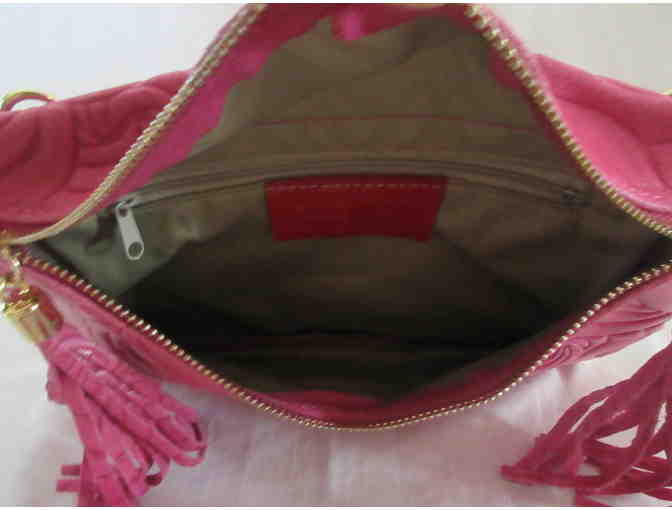Pink Swirl-Embossed Leather Clutch by Giorgio Costa
