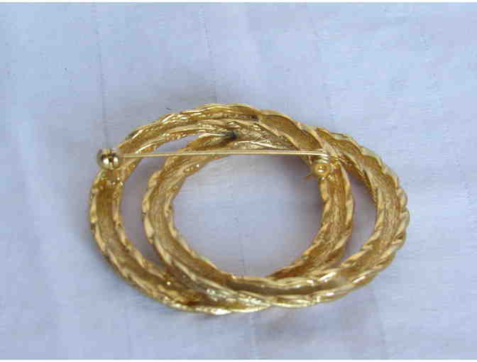 Double Circle Gold Brooch