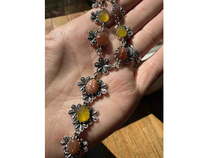 Hespera - Wisteria Lariat - Sunstone and Yellow Aventurine Necklace - Photo 3
