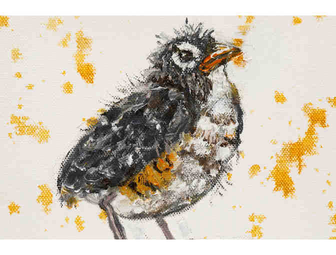 Fledgling Robin Painting by Esther Koslow