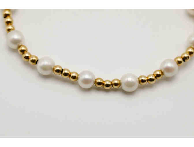 Pearl and 14k Gold Bead Bracelet
