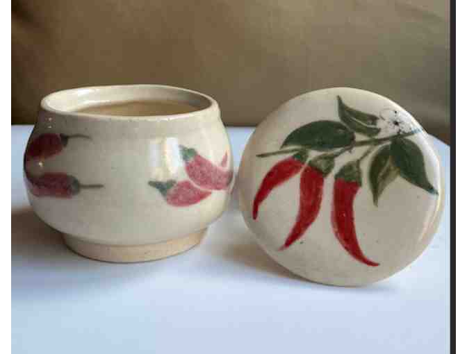 Handmade Pottery Jar with chili pepper design