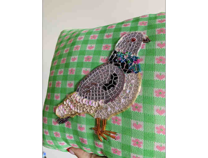 Hand made pillow with pigeon by NeonBetty