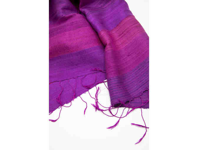 Hand loomed silk scarf - dramatic shades of rose, red & purple