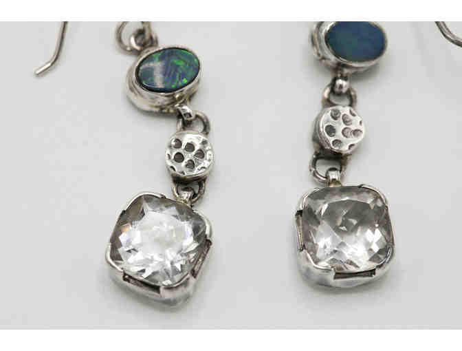 Sterling silver earrings with opals and quartz