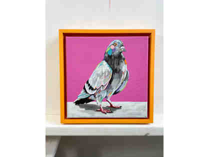 Oil painting of 'Revenge' the pigeon by Mckenna Van Koppen