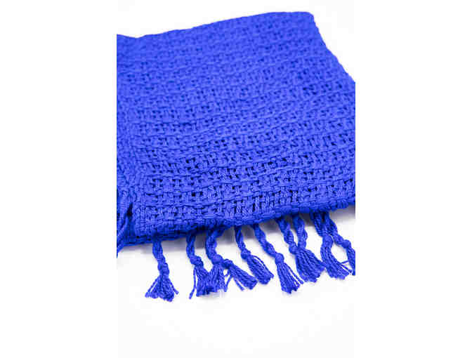 Hand-woven 100% silk scarf - vivid blue
