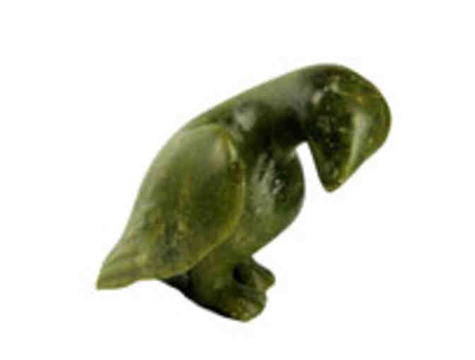 Green serpentine goose carving, Inuit