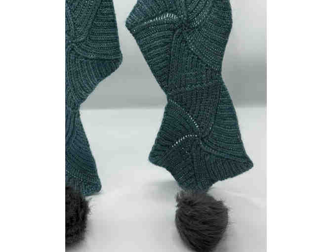 Hand-knitted alpaca yarn scarf with fun tassels