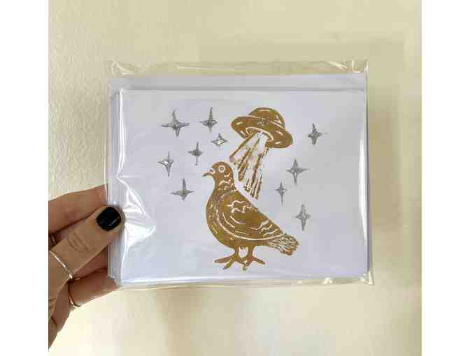 Linocut Greeting Cards of UFO Pigeon from NeonBetty - Photo 1