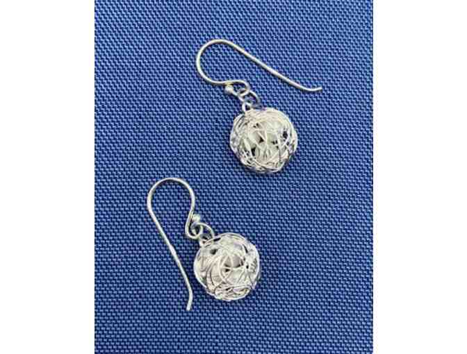 Sterling silver earrings - freshwater pearls in a nest