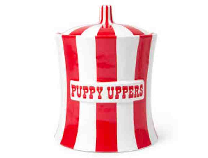 'Puppy Uppers' Red & White Cannister by Jonathan Adler