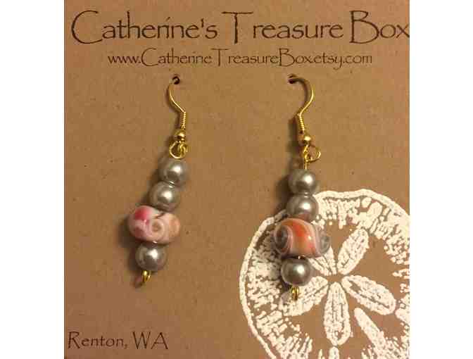 Pink and Gray Glass Earrings