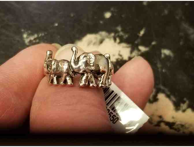 Sterling Silver Trio of Elephants Ring