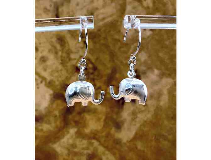 Dainty Sterling Silver TRUNKS UP Elephant Earrings