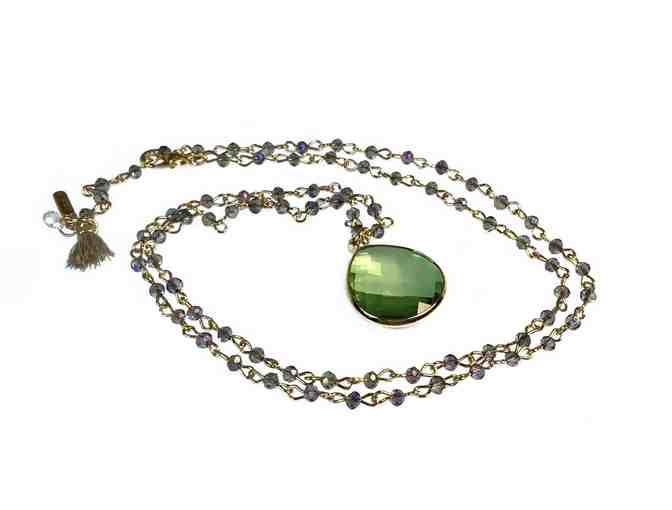 Long Lonna & Lilly Green Glass & Station Chain Necklace