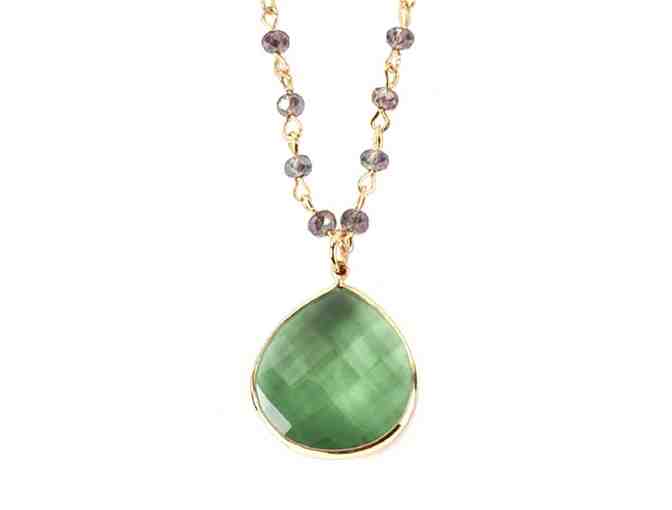Long Lonna & Lilly Green Glass & Station Chain Necklace
