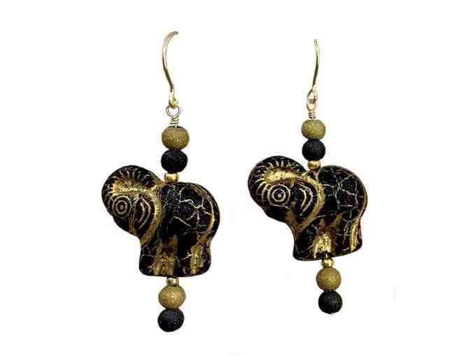 Black & Gold Ellie Earrings on Gold-Filled Ear Wires
