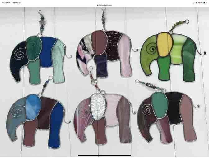 Artisan Stained Glass Elephant Suncatcher #5