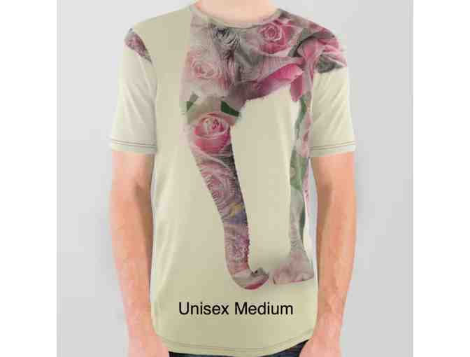 All-Over Graphic Tee with Custom Elephant Print-Unisex MEDIUM (Lg Women)