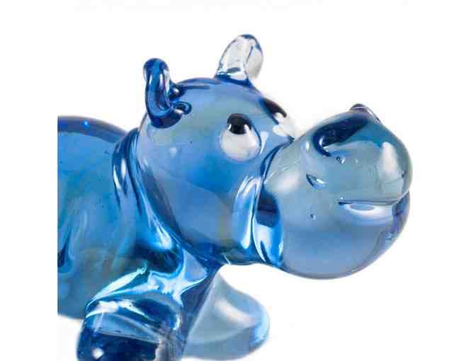 2 Artisan Glass Hippos and 2 Decorative Resin Elephant Hooks