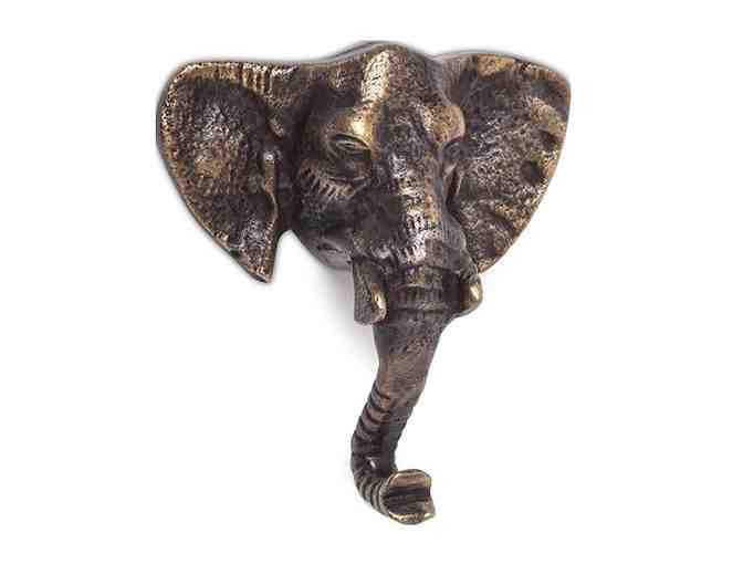 Antique BRASS Elephant Hooks (2) and Artisan Glass Mammoths (2)