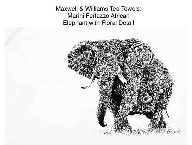 2 Mugs and 2 Tea Towels with Elephant Art (funds conservation)