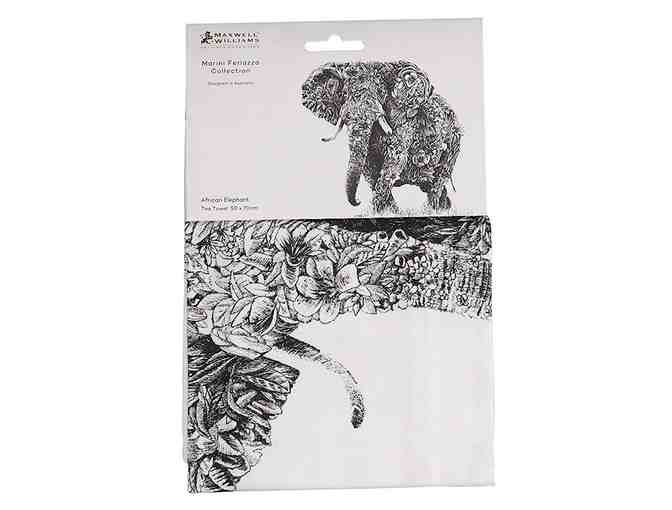 2 Mugs and 2 Tea Towels with Elephant Art (funds conservation)