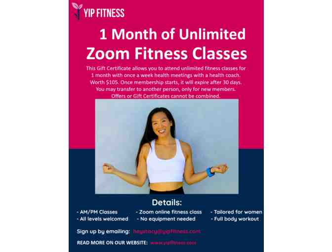 1 Month of Unlimited Zoom Fitness Classes with Yip Fitness