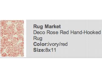Deco Rose Red Hand-Hooked 8x11 Rug