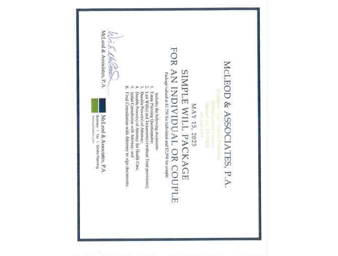 Simple Will Package for an Individual