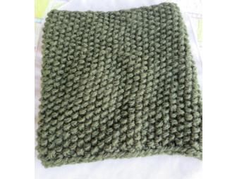 Moss Green Knitted Cowl Scarf