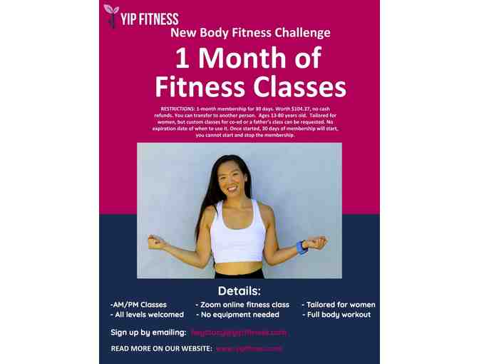 Yip Fitness - One Month Unlimited Zoom Classes